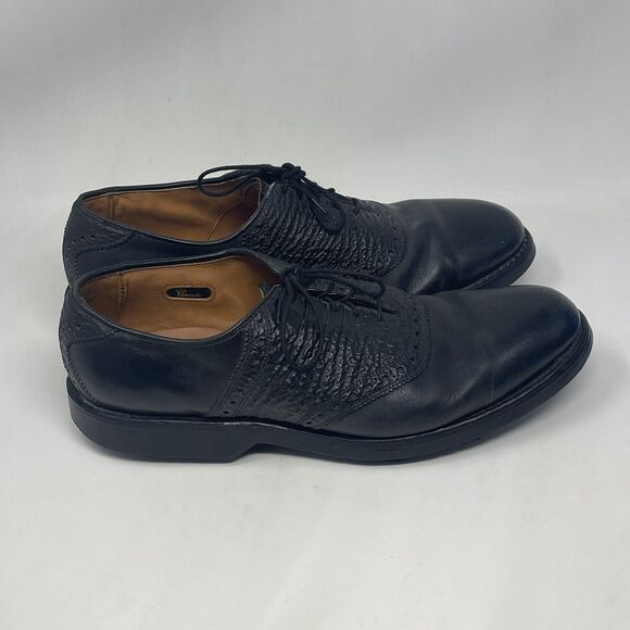 Allen Edmonds Springhill Golf Shoes Mens 9 D Black Leather Soft Spikes READ main image 5